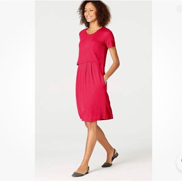 J. Jill Layered Knit Jersey Dress Size Large Petites - Picture 1 of 9